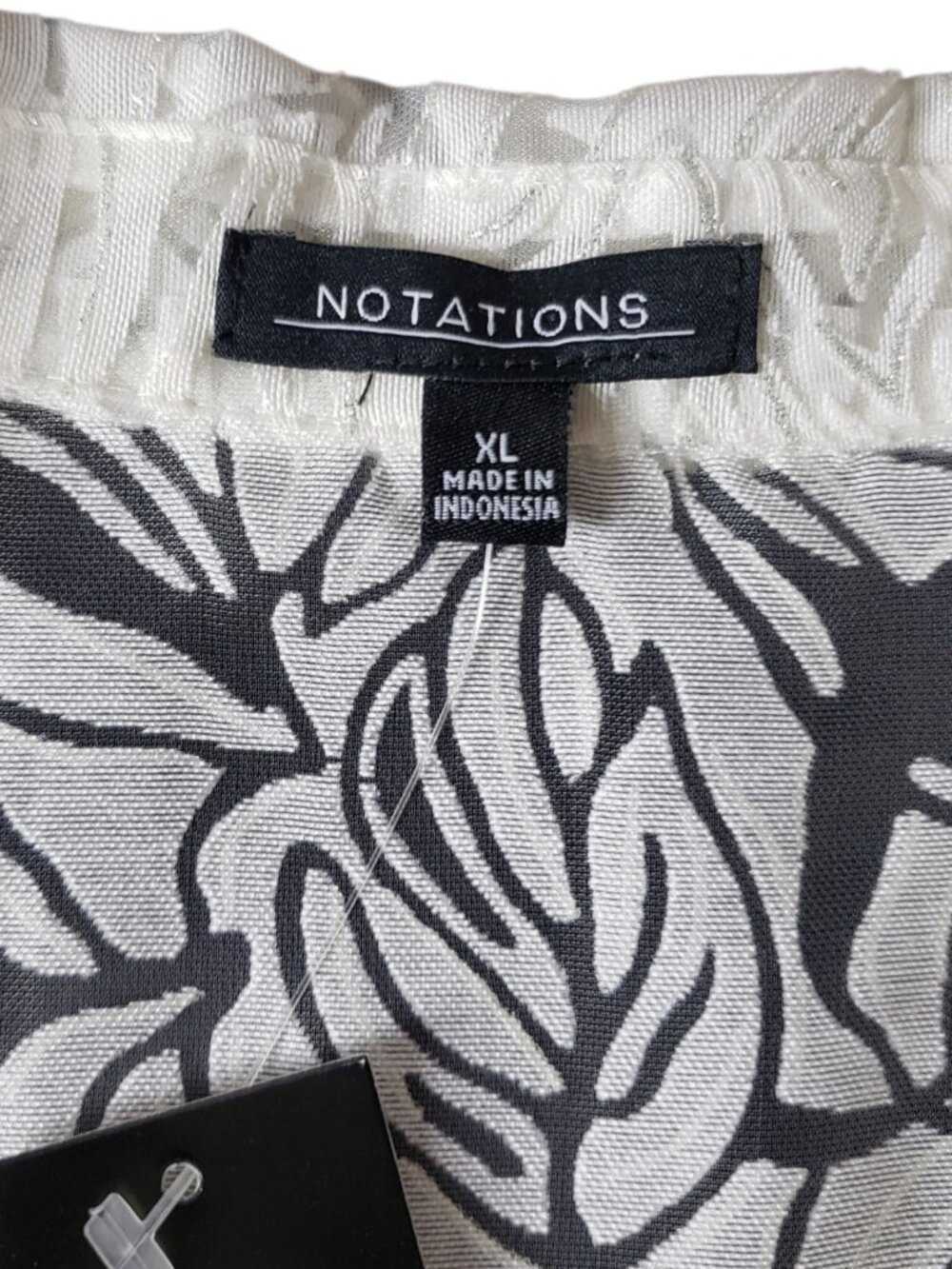 Notations Womens Semi-Sheer Floral Button-Down 3/4 sleeves Blouse Ivory XLarge - Picture 7 of 13